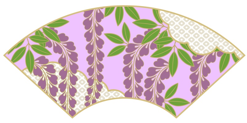 地紙に藤イラスト素材