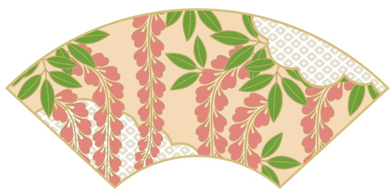 地紙に藤イラスト素材