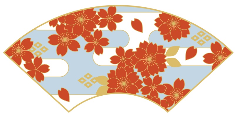 地紙に桜イラスト素材2