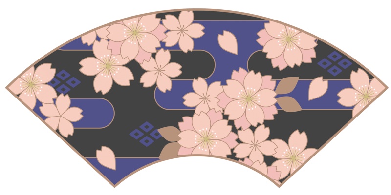 地紙に桜イラスト素材2