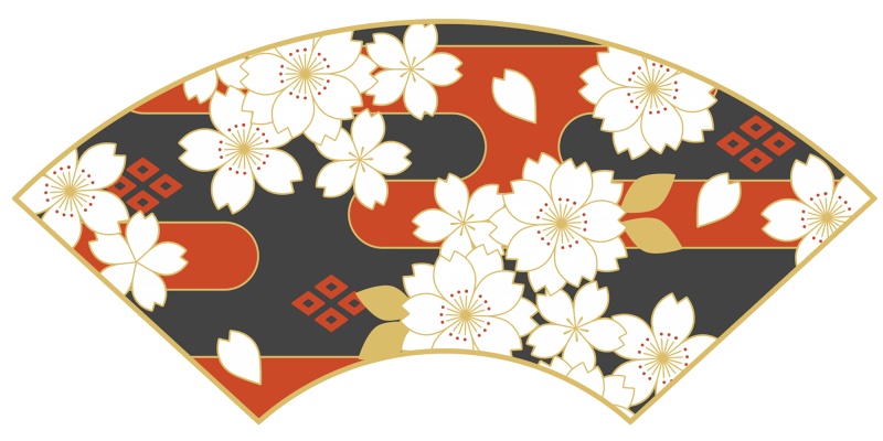 地紙に桜イラスト素材2