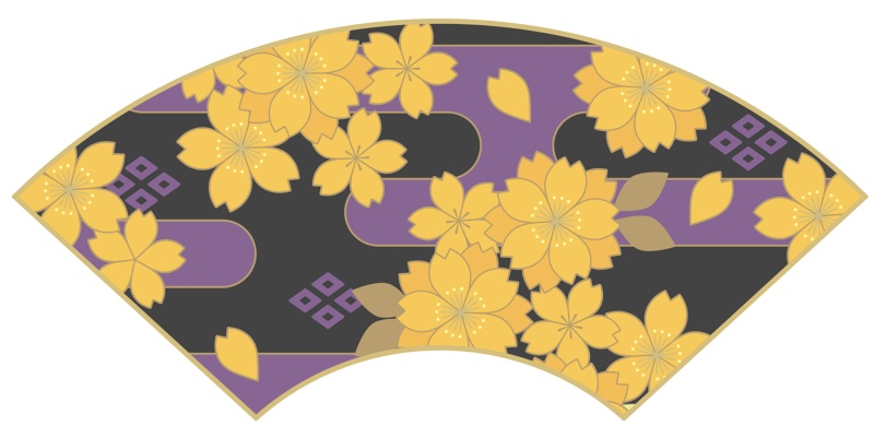 地紙に桜イラスト素材2