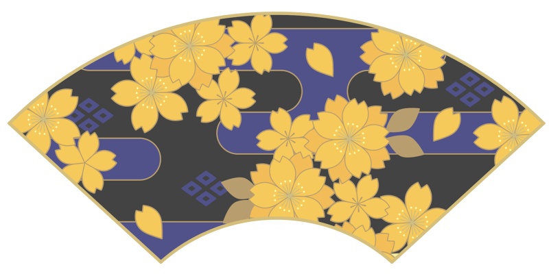 地紙に桜イラスト素材2