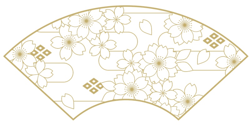 地紙に桜イラスト素材2