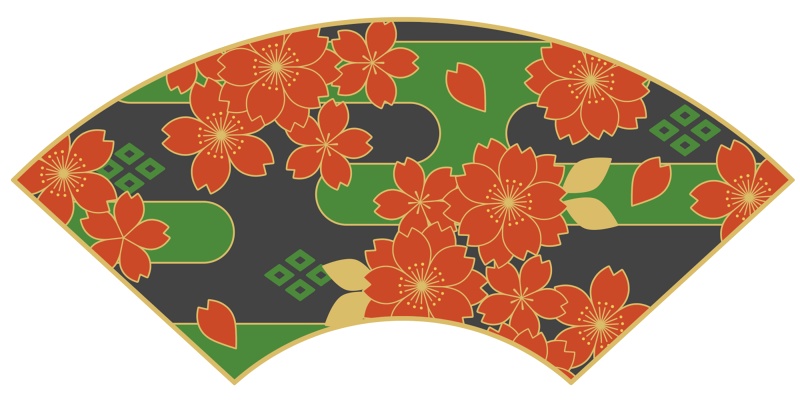 地紙に桜イラスト素材2