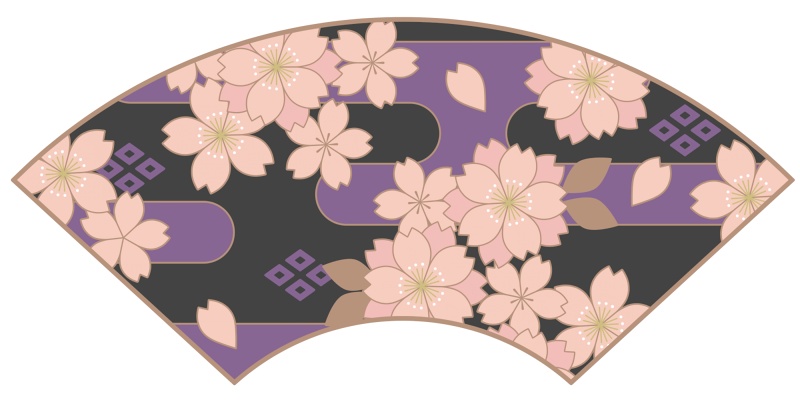 地紙に桜イラスト素材2