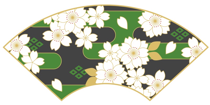 地紙に桜イラスト素材2