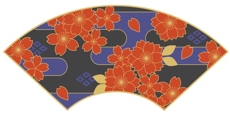 地紙に桜イラスト素材2