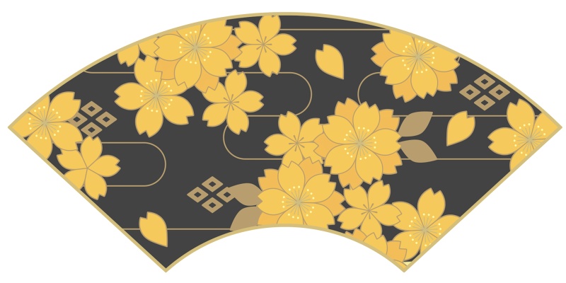 地紙に桜イラスト素材2