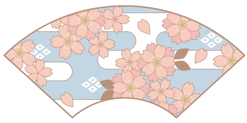 地紙に桜イラスト素材2