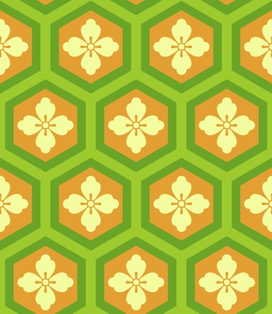 亀甲文様パターン素材4 唐花