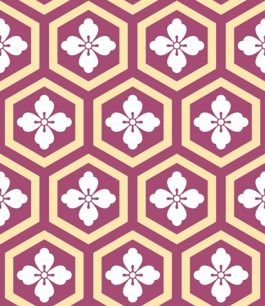 亀甲文様パターン素材4 唐花