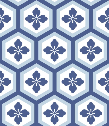 亀甲文様パターン素材4 唐花