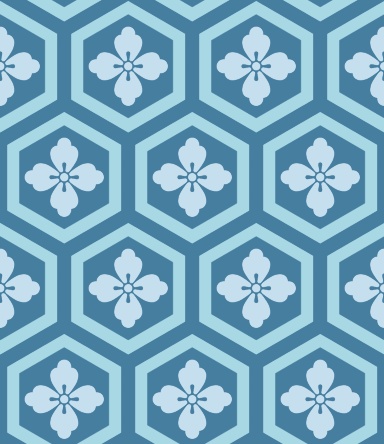 亀甲文様パターン素材4 唐花