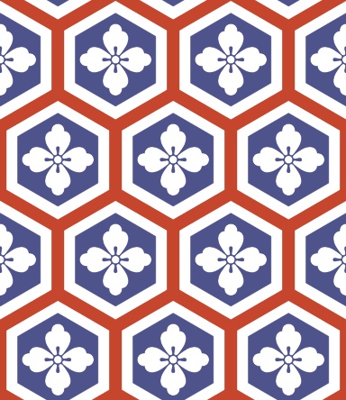 亀甲文様パターン素材4 唐花