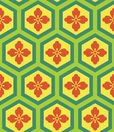 亀甲文様パターン素材4 唐花