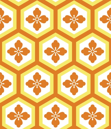 亀甲文様パターン素材4 唐花