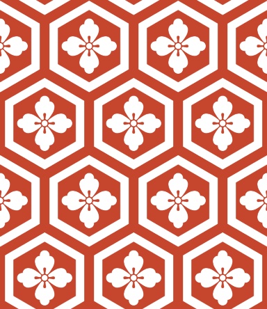 亀甲文様パターン素材4 唐花