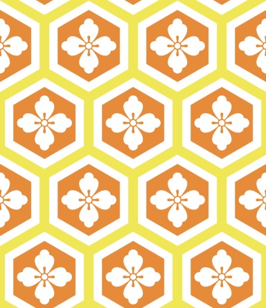 亀甲文様パターン素材4 唐花