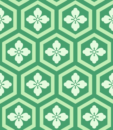 亀甲文様パターン素材4 唐花