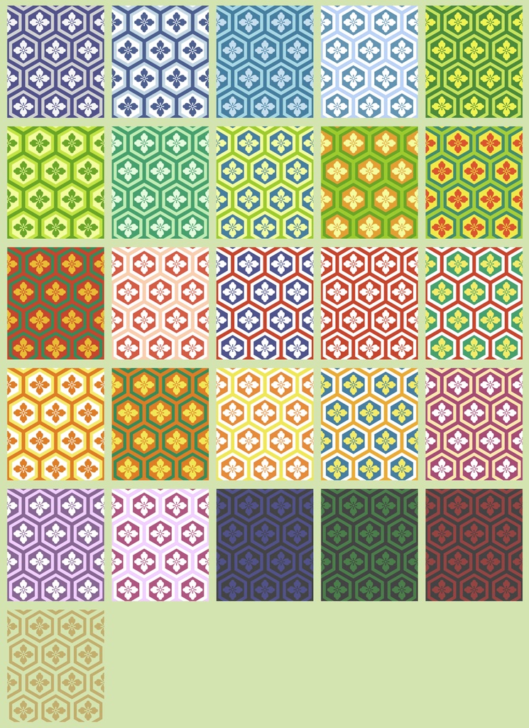 亀甲文様パターン素材4 唐花