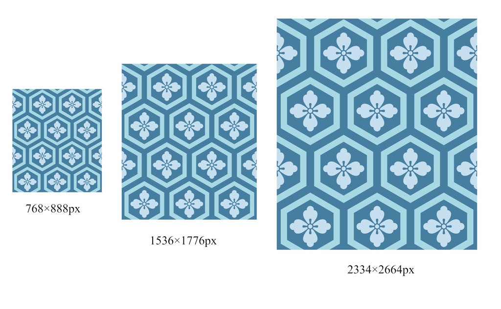 亀甲文様パターン素材4 唐花