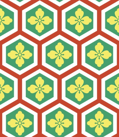 亀甲文様パターン素材4 唐花