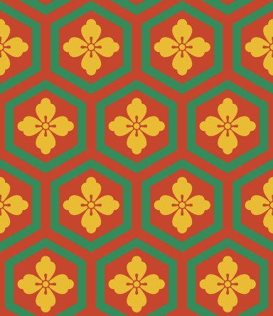 亀甲文様パターン素材4 唐花