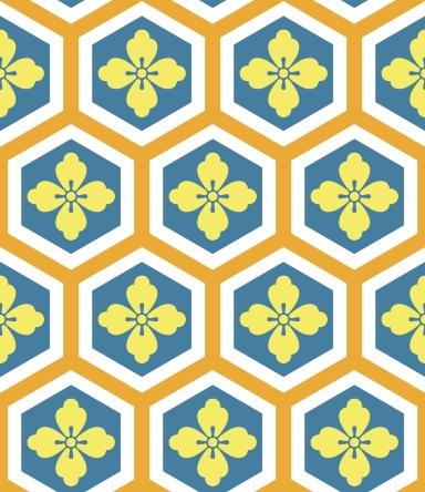 亀甲文様パターン素材4 唐花