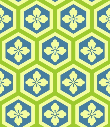 亀甲文様パターン素材4 唐花