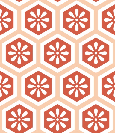 亀甲文様パターン素材5 小花