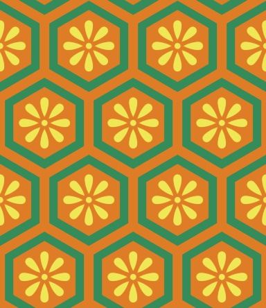 亀甲文様パターン素材5 小花