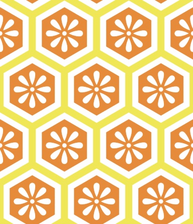 亀甲文様パターン素材5 小花