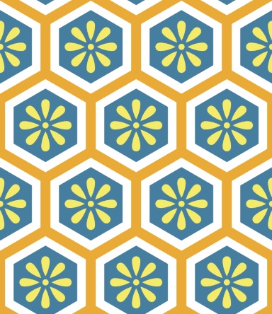 亀甲文様パターン素材5 小花