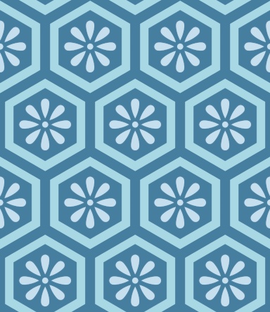 亀甲文様パターン素材5 小花