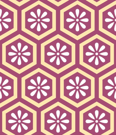 亀甲文様パターン素材5 小花