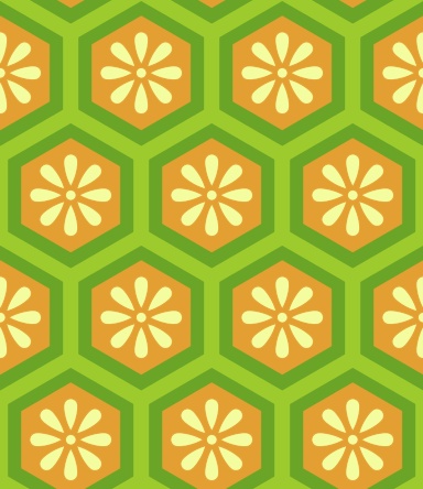 亀甲文様パターン素材5 小花