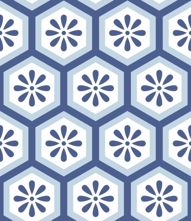 亀甲文様パターン素材5 小花