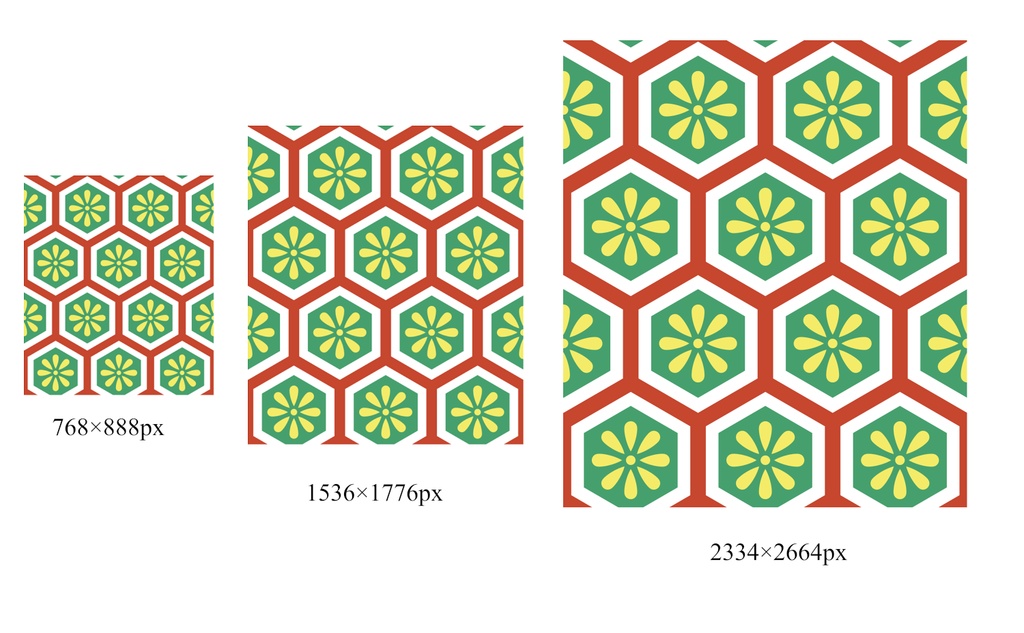 亀甲文様パターン素材5 小花
