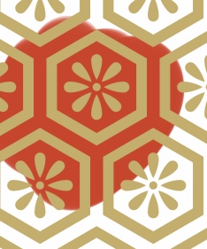 亀甲文様パターン素材5 小花