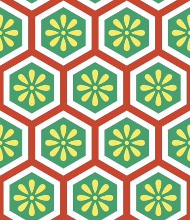 亀甲文様パターン素材5 小花