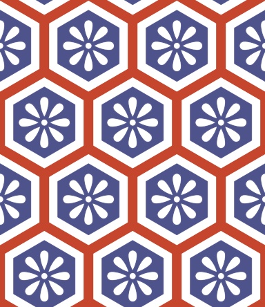 亀甲文様パターン素材5 小花