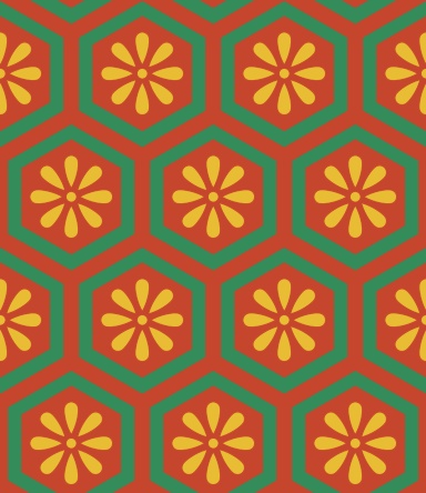 亀甲文様パターン素材5 小花