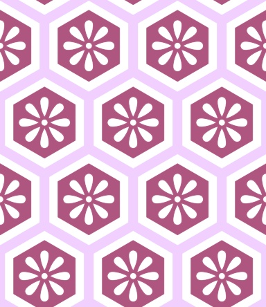 亀甲文様パターン素材5 小花