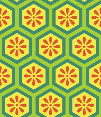 亀甲文様パターン素材5 小花