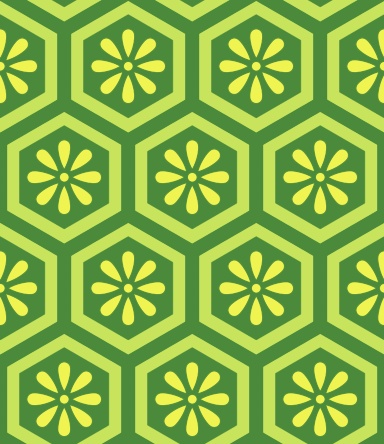 亀甲文様パターン素材5 小花