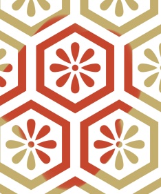 亀甲文様パターン素材5 小花