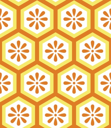 亀甲文様パターン素材5 小花