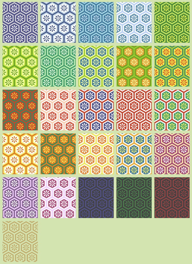 亀甲文様パターン素材5 小花