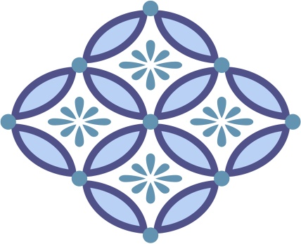 四つ繋ぎ七宝 素材 小花